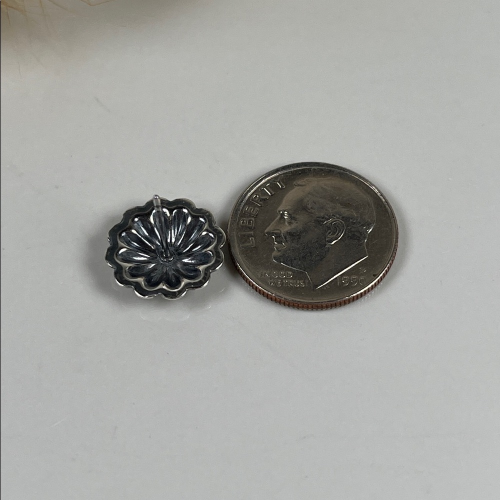 925 Solid Sterling Silver Round Concho Style Push… - image 6